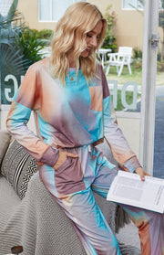 Women's Long Sleeve Tie Dye Pajama Set