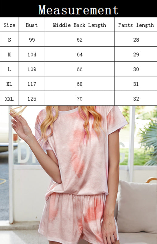 Women's Round Neck Tie Dye Pajama Set