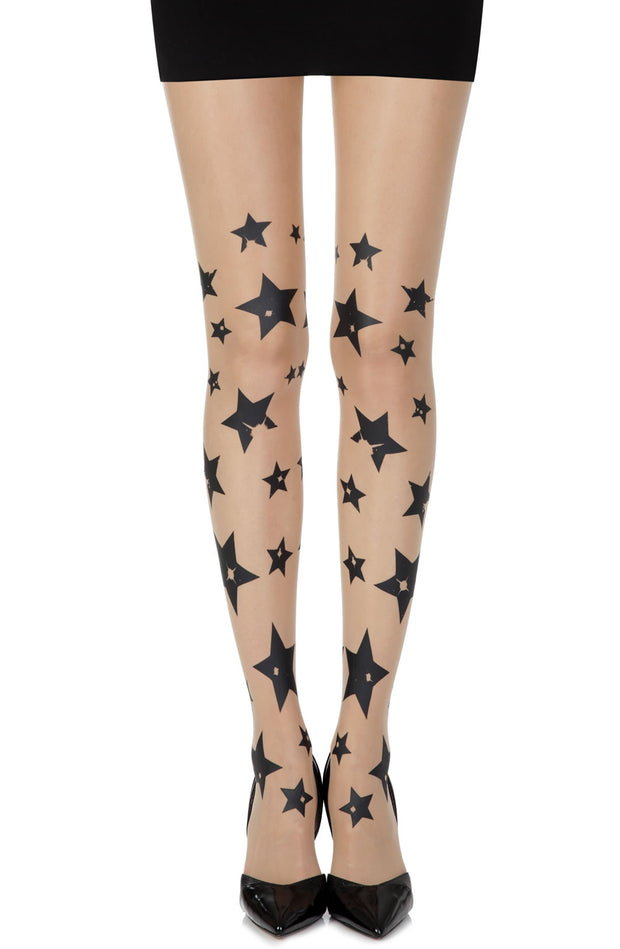 Zohara Sheer Elegant Tights Adorned with Black Stars