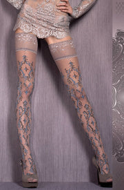 Ballerina Grey and Blue Hold Ups with Alluring Patterns
