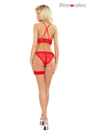 Red Soft Lace Two-Piece Lingerie Set with Front-Fastening Bra Top