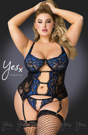 YesX Elegant Plus Size Black Lace Lingerie Set