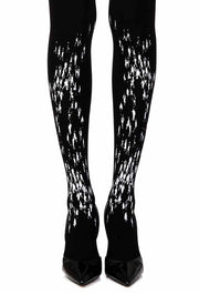Zohara Opaque Black 120 Denier Tights Featuring Climbing People Print