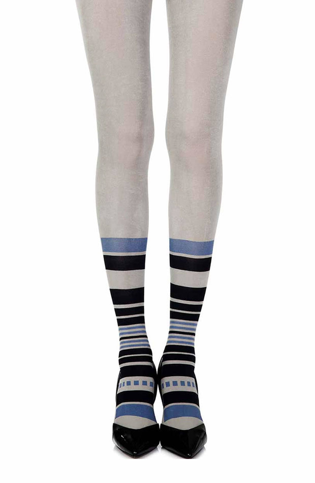 Zohara Light Grey Tights With Black and Blue Socks Print Design