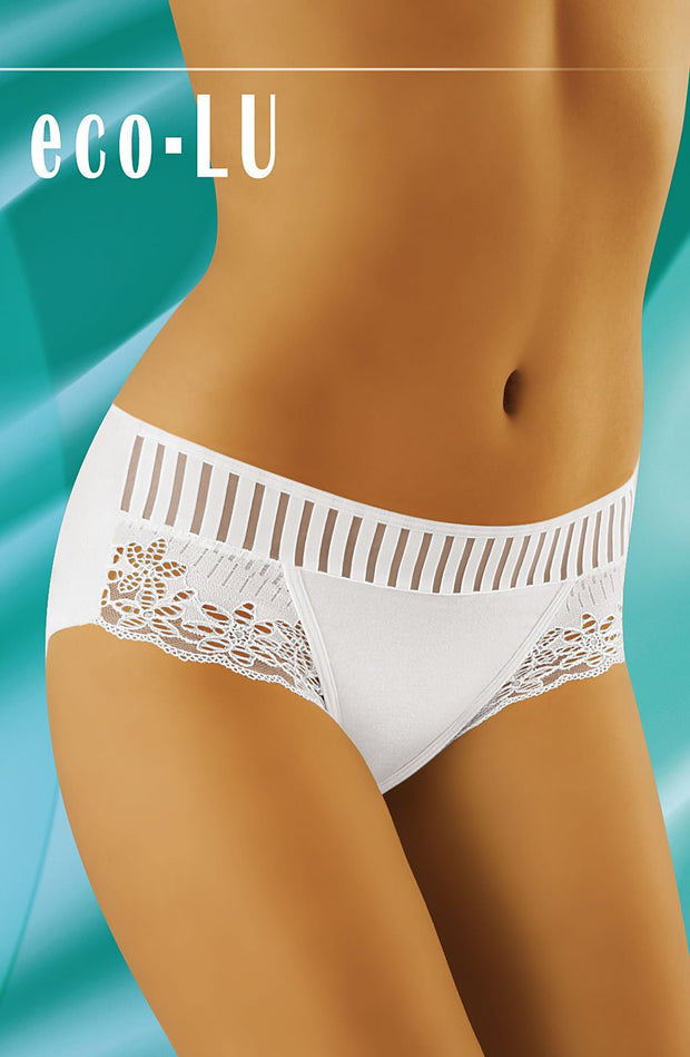 Wolbar Eco-LU Deep Brief with Striped Band and Embroidered Lace Panels
