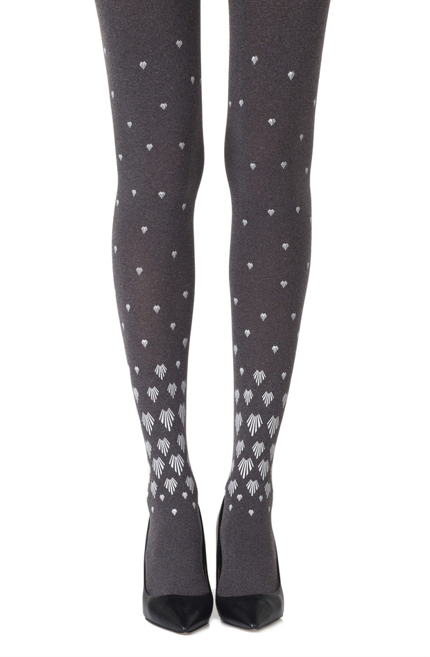 Zohara Heather Brown Tights With Shell Inspired Grey Print