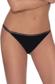 Roza Lea Detailed Lace and Mesh Thong Black