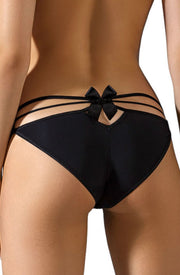 Roza Mimi Novelty Open Strap Brief with Bow Black