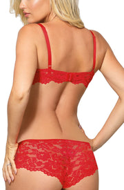 Roza Newia Red Lacey Push-Up Bra with Satin Bow