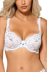 Roza Newia White Lacey Soft Cup Bra with Satin Bow