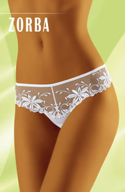 Wolbar Zorba Black Pretty Thong with Fabulous Embroidery Detail